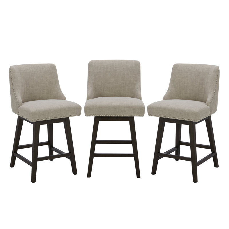 Arvelle Swivel Upholstered Counter Stool, Flax Beige