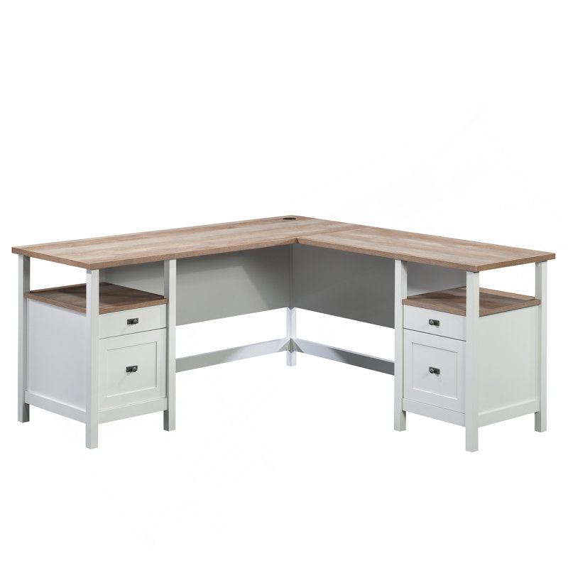 Bureau en L, finition blanche