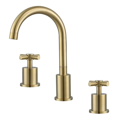 Ancona Prima Widespread Cross-Handle 3-Hole Bathroom Faucet in Brushed Champagne Gold