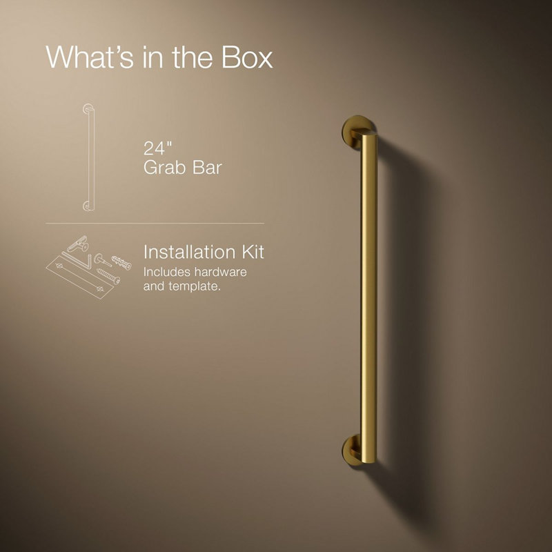Components In Grab Bar, Vibrant Brushed Moderne Brass, 24" W