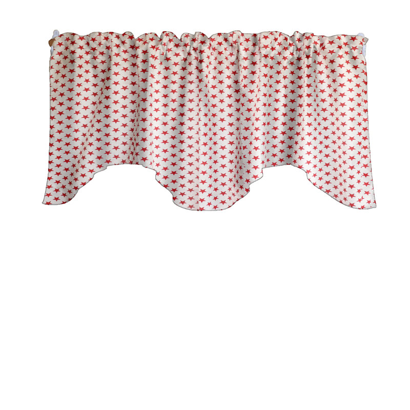 Cantonnière festonnée à motif d'étoiles, Rouge / Blanc