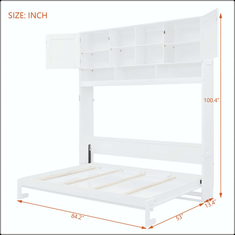 Grand lit escamotable avec grand rangement, Rayures à chevrons