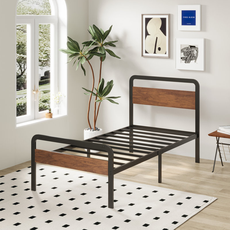 14 Inch Bed Frame with Wood Headboard and Footboard, Twin XL