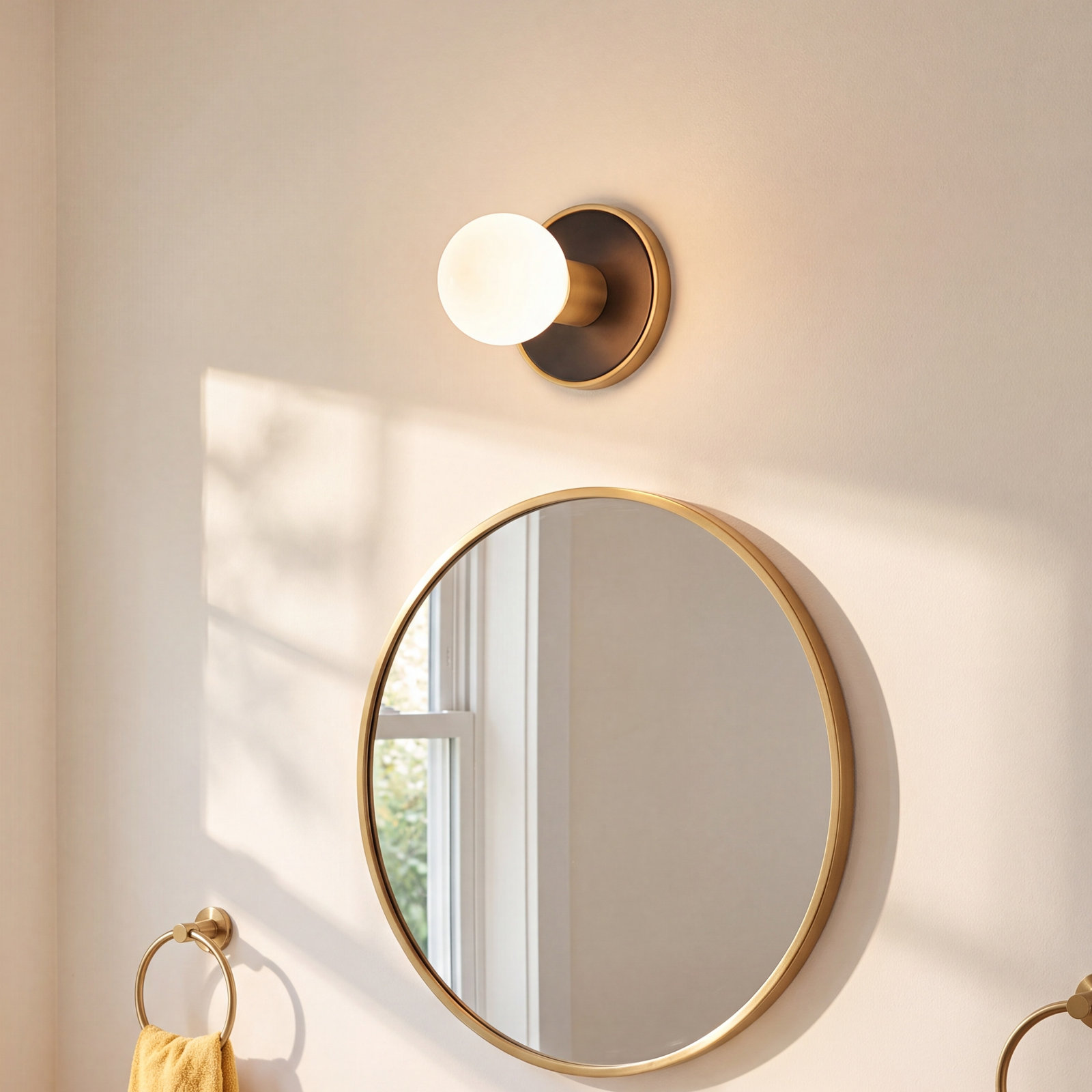 Rocha Single Dimmable Bath Sconce, Yes, Black/Natural Aged Brass