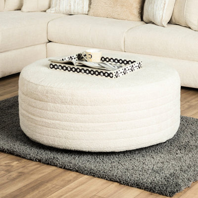 Rond avec style transitionnel, revêtement en chenille texturé et matelassé, rembourrage en fibres, l 41 po x P 41 po H 18 po, idéal pour les salles de yoga, avec décoration intérieure parfaite