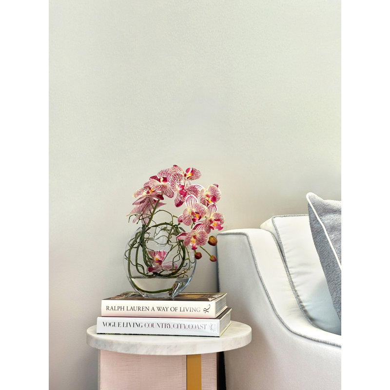 Orchid and Vine Arrangement in Glass Vase, Pink