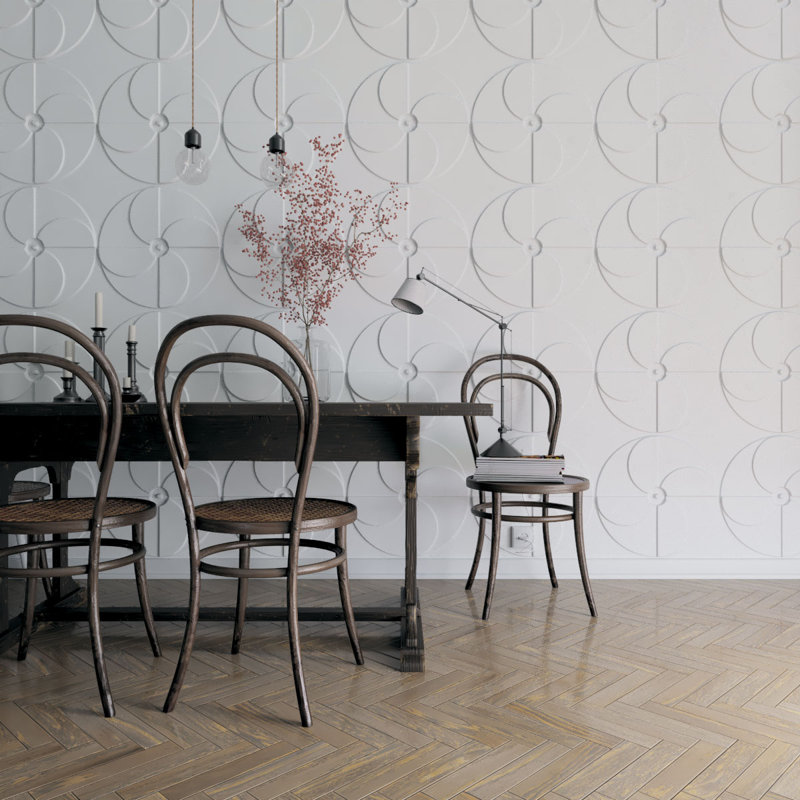Panneau mural 3D 19,625 "x 19,625" en blanc (paquet de 12)