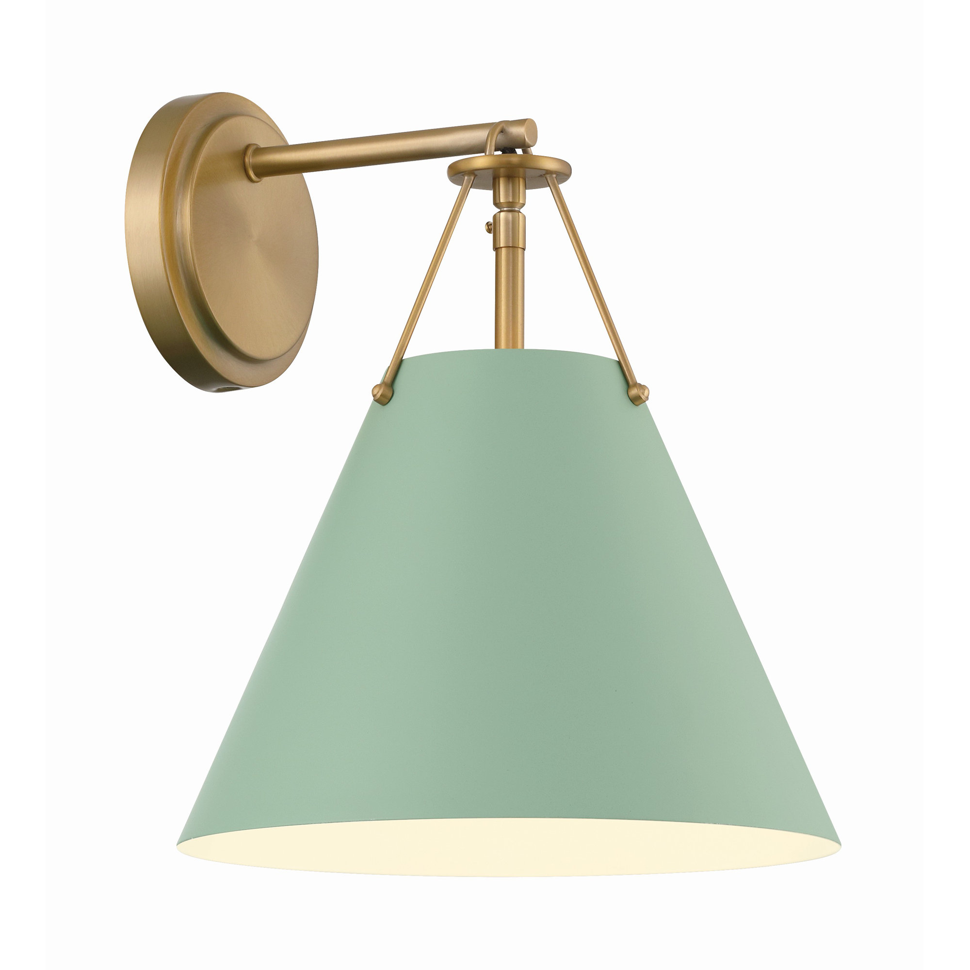 Kinston Single Light Steel Dimmable Armed Sconce, Green, Vibrant Gold