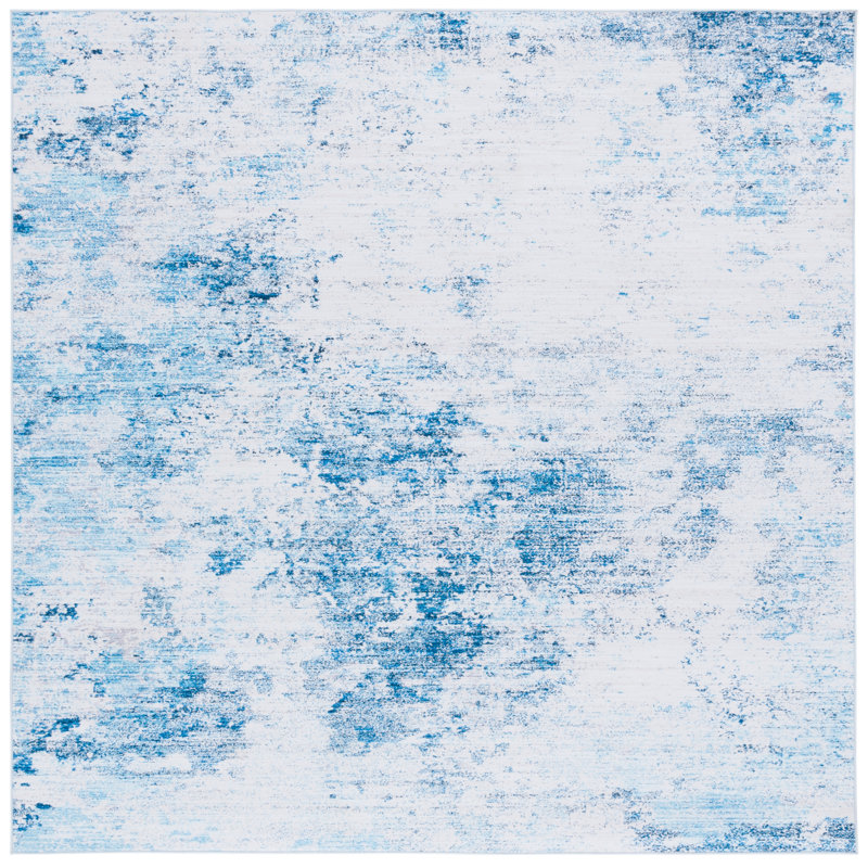 Zayd Performance Machine Washable Abstract Rug, Square 6'