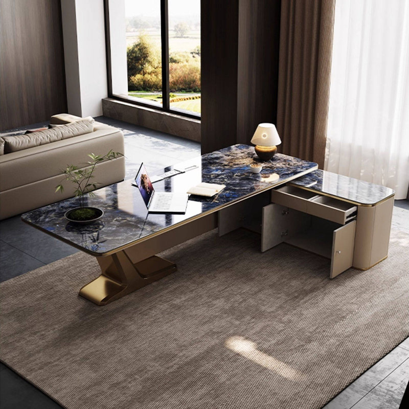 Bureau de direction 94,49 "luxueux et haut de gamme bleu, H 30,71 po x l 94,49 po x P 62,99 po