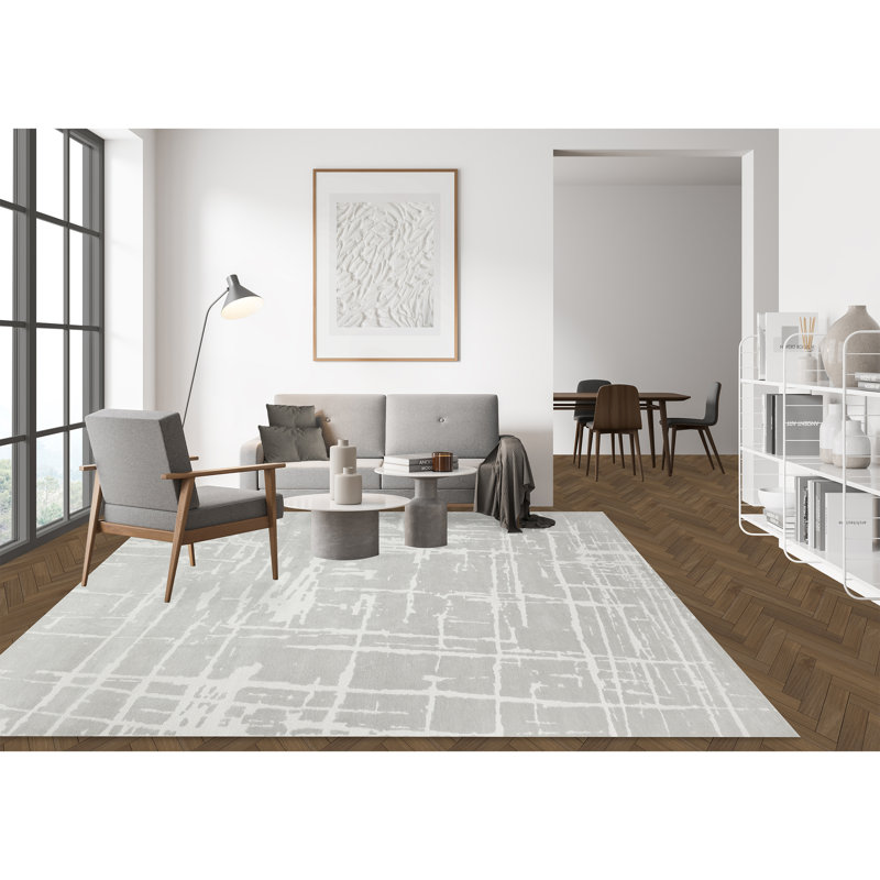 Wool Abstract Area Rug, Rectangle 9' x 12'