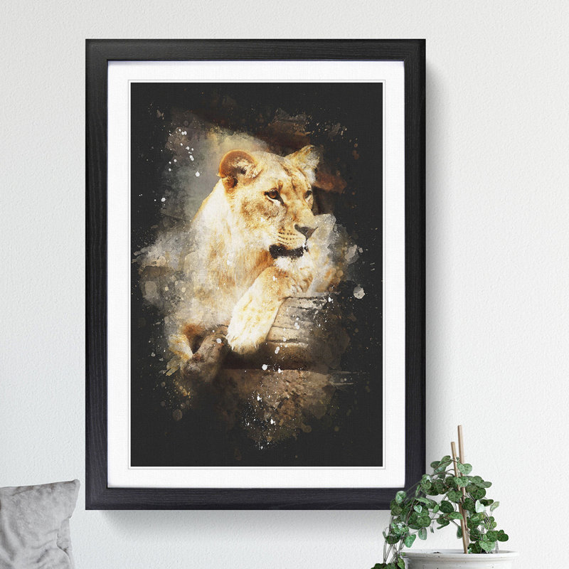 Lioness - Framed Print, Walnut Framed, 36cm H x 27cm W x 2cm D