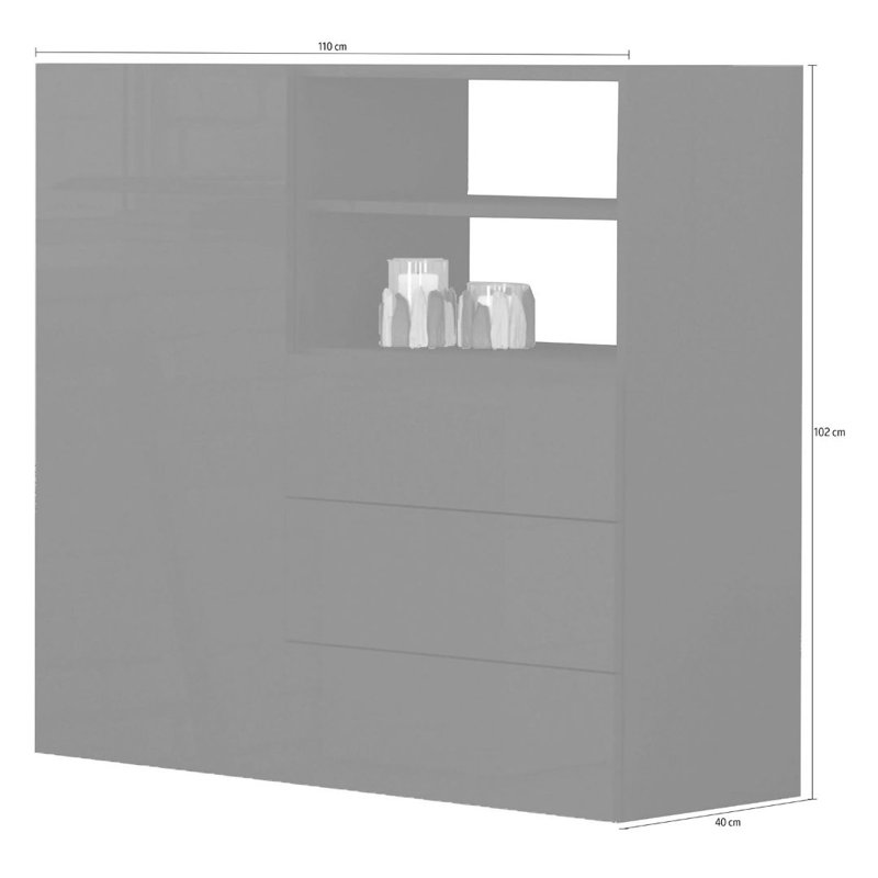 Cadiz 110cm Sideboard, Glossy Anthracite