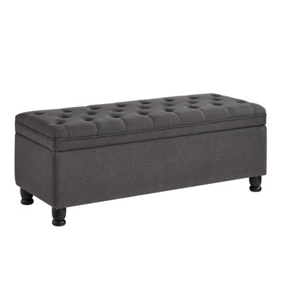 Meshell Linen Blend Upholstered Storage Bench
