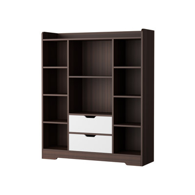Achnas 39" W x 47" H Storage Bookcase with 10 Cubes and 2 Drawers