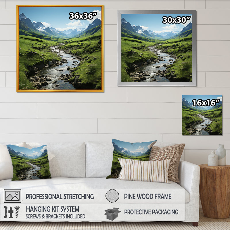 Montagnes des Alpes en français, Cadre flottant blanc, H 16 po x l 16 po x P 1 po