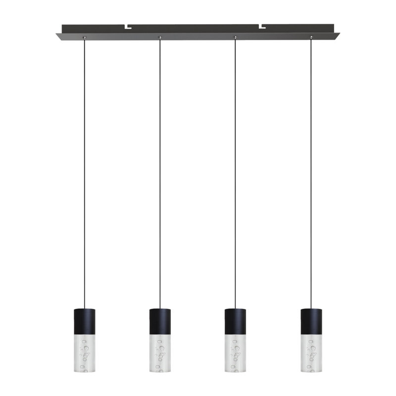 Luminaire suspendu linéaire à 4 lumières pour îlot de cuisine Andromedae, Noir