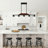 5-Light Farmhouse Industrial Island Pendant Light – Metal and Wood Chandelier with Clear Glass Shades (Bulbs Not Included)