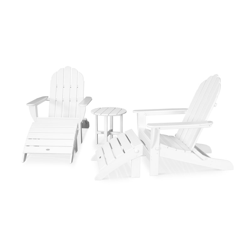 POLYWOOD Classic Oversized Adirondack 5-Piece Casual Set, White