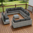 Ensemble de conversation modulaire pour patio avec coussins pour 10 personnes