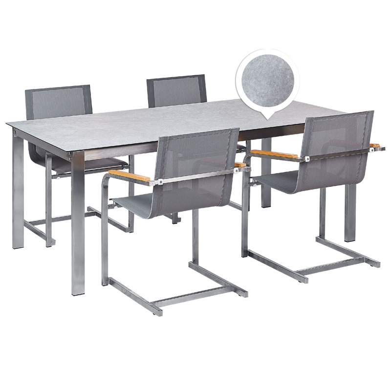 Cloise 4 - Person Patio Dining Set Rectangular Table, Gray