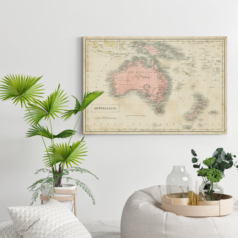« map of australia »-reproduction d’art sur toile, H 12 po x l 8 po x P 1 po