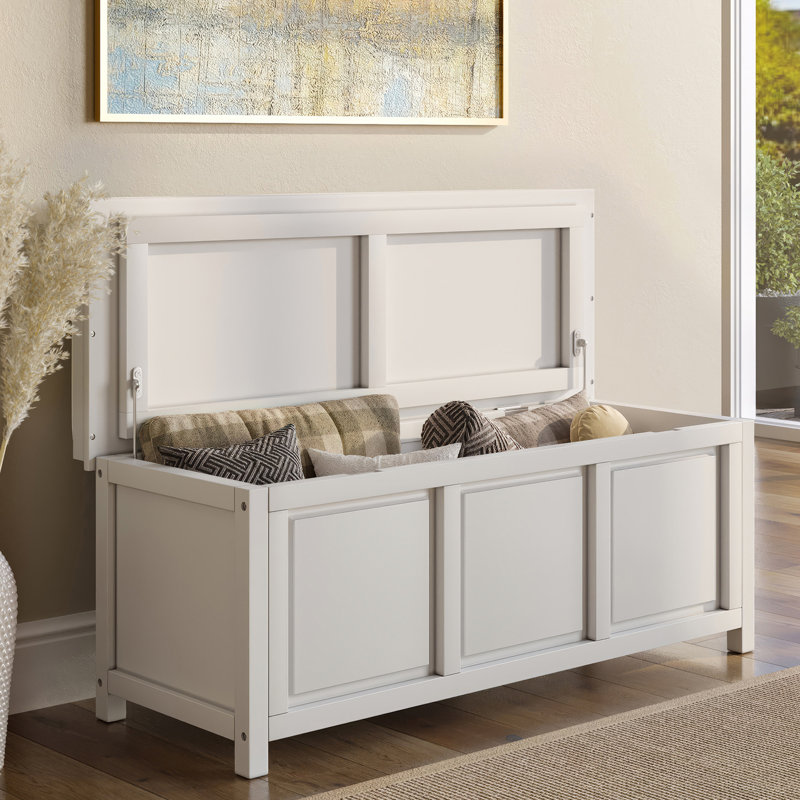 John Louis Home Solid Wood Open Top Storage Bench, White