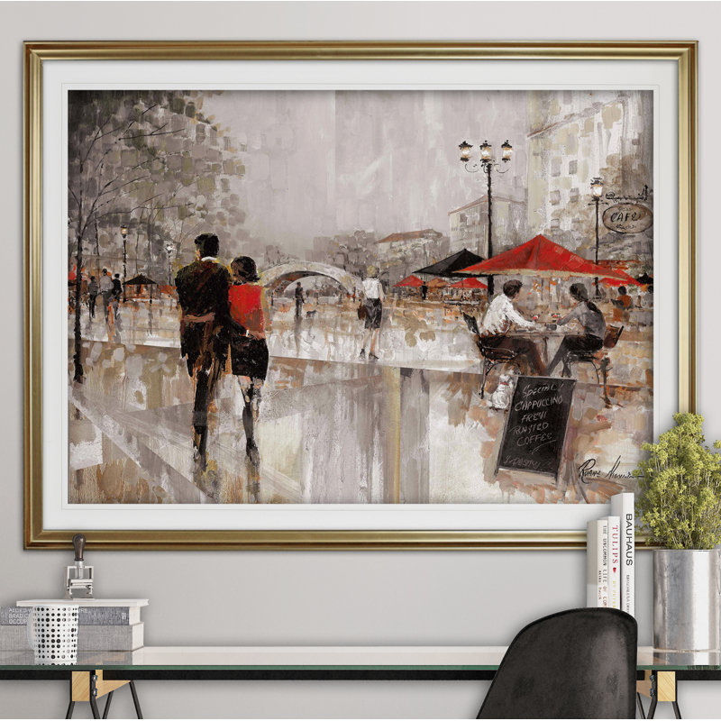 Reproduction sur toile « Charm » Arianie, Impression encadrée avec passe-partout, H 31 po x l 43 po, Doré