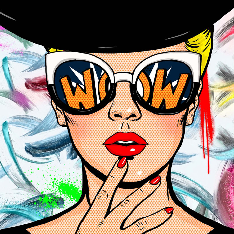 Yaffa G " Wow ", Black Framed, 41" H x 41" W