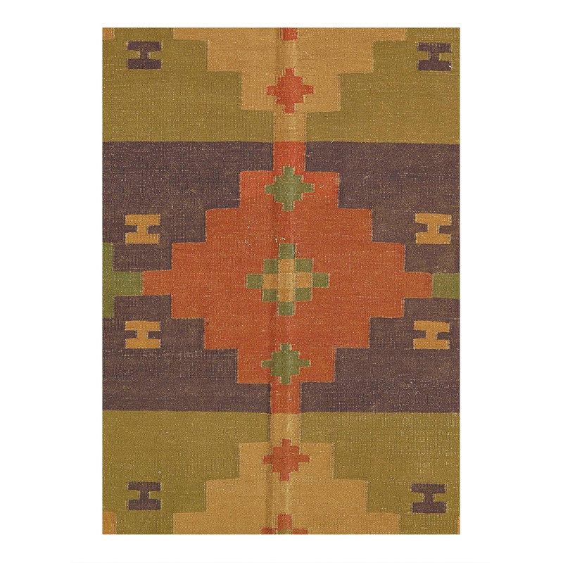 Tapis kilim tissé à plat multicolore 6 pi x 8 pi 9 po