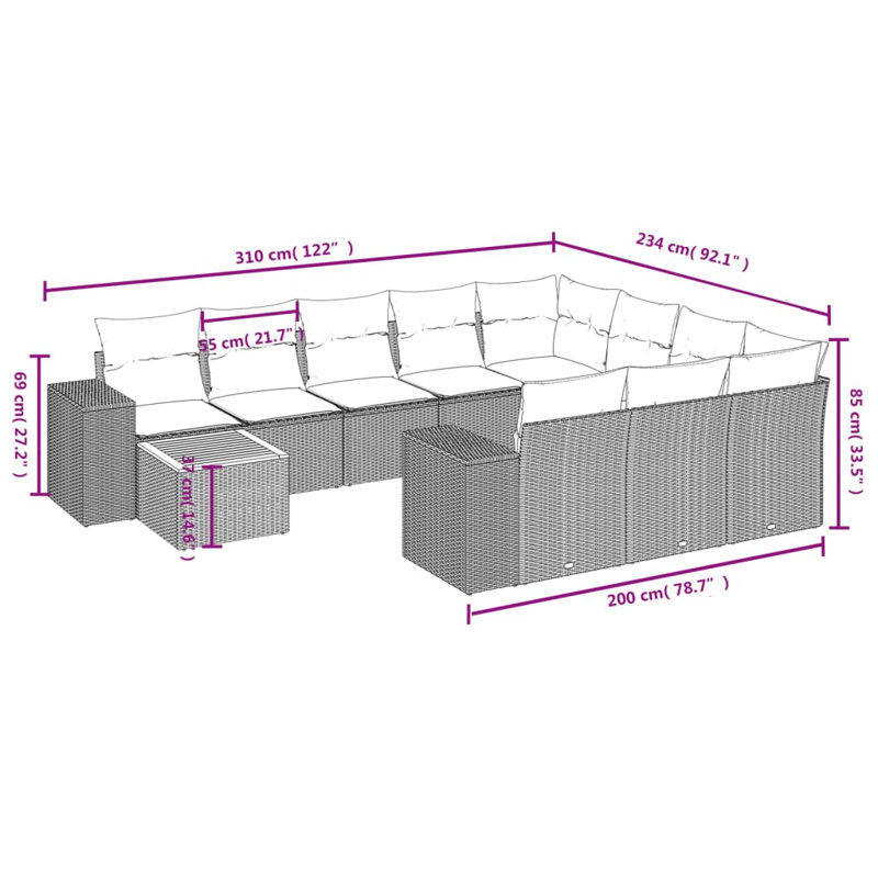 Vidaxl Garden Sofa Set Black