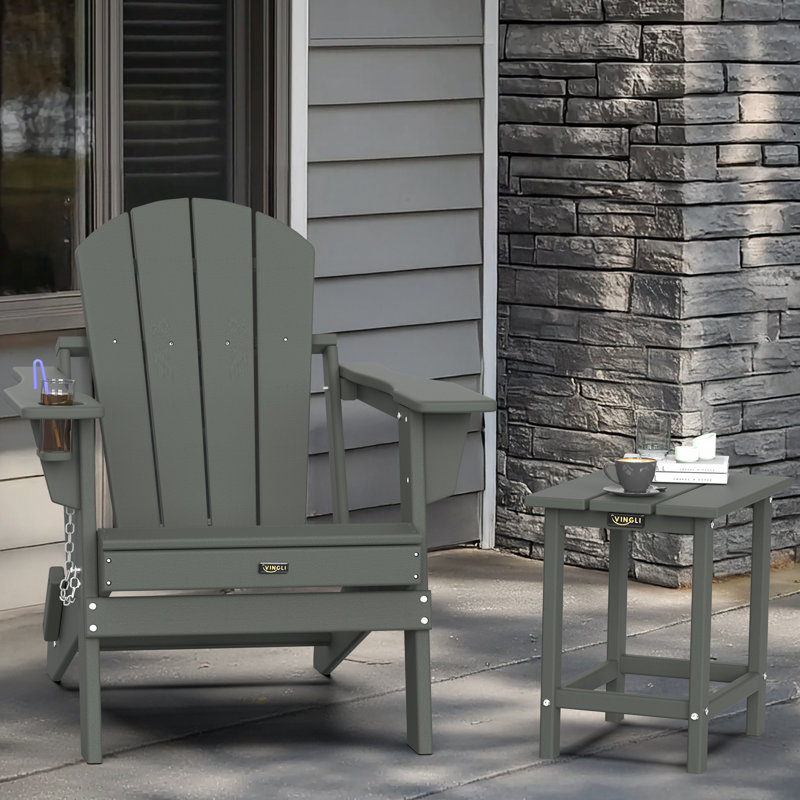 Table d'appoint de patio en PEHD, Gris