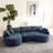 124.5" Modern Curved Boneless L-Shaped Modular Chenille Sofa with 7 Pillows-2143424735