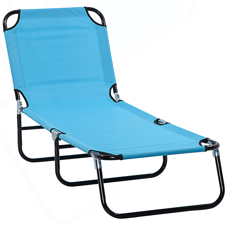 Folding Chaise Lounge Pool Chairs, Outdoor Sun Tanning Chairs With 5-Level Reclining Back, 1, Blue
