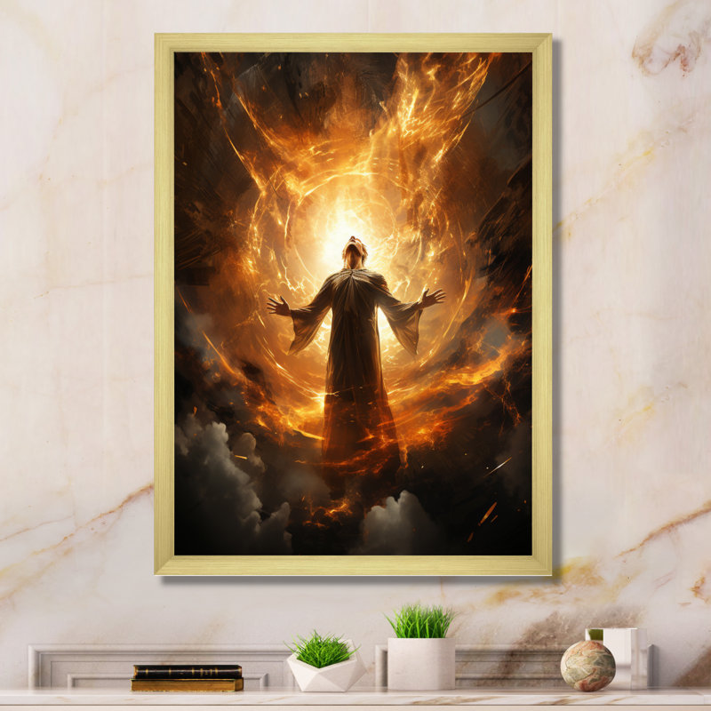 Powerful Superhero II - Superheros Canvas Print, 20" H x 12" W x 1" D, Gold Single Picture Framed