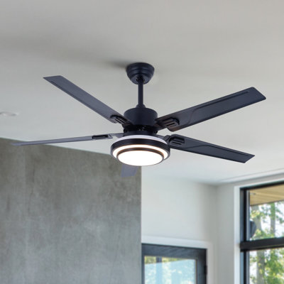 52" Traditional Ceiling Fan With Led Light, Remote Control, 3-Speed & 3-Colour Led, 5000 Cfm Airflow