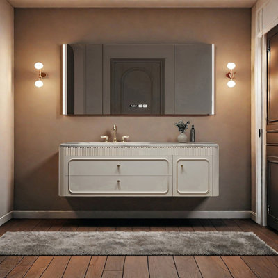 French cream style intelligent bathroom cabinet