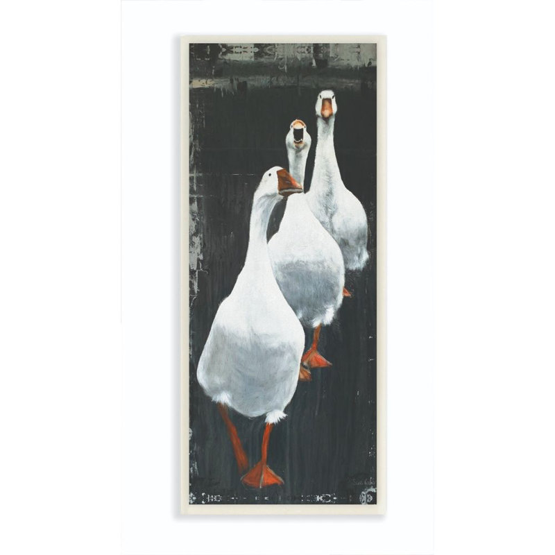«Geese Trio Distress Surface» par Penny Lane, reproduction d'art, H 17 po x l 7 po x P 0,5 po, Plaque murale