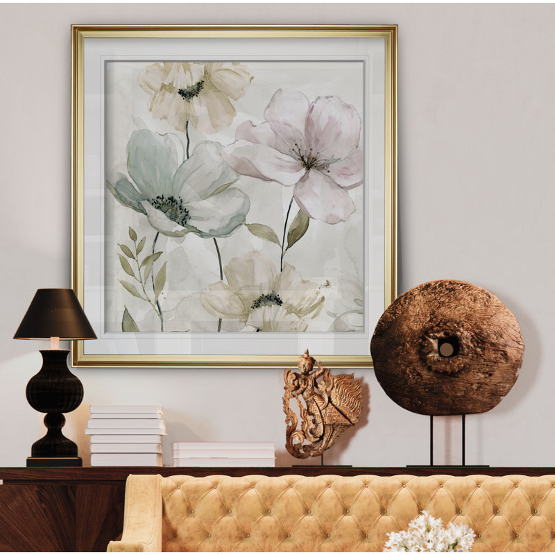 «Hibbitts Garden Grays», reproduction d'art graphique, H 24 po x l 24 po x P 2 po, Cadre doré