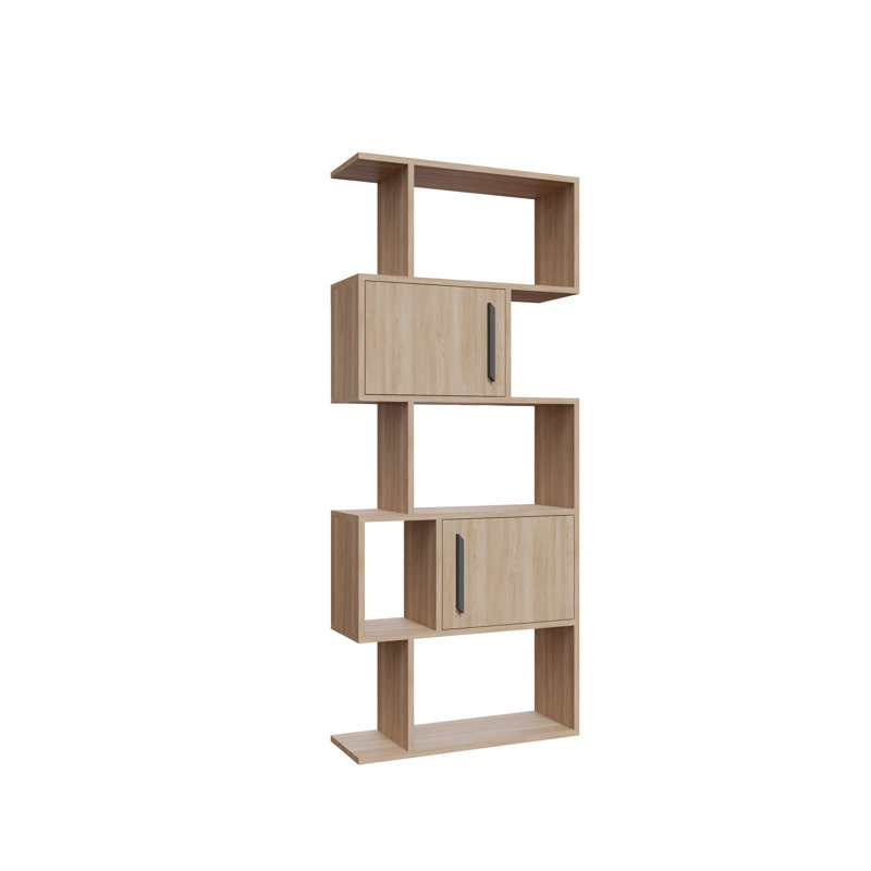 172.7cm H Baptistin Geometric Bookcase, Oak