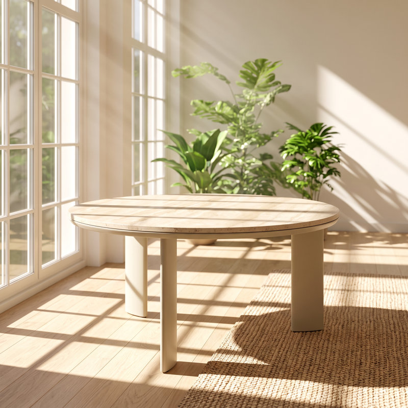 Ingram 32" W x 32" D x 16" H Round Ceramic Top Coffee Table
