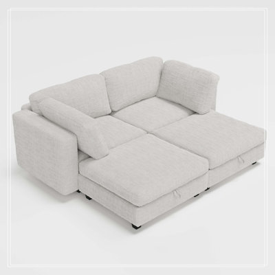 Modular Sectional Sofa, Convertible Sofa Seat With Storage, Sleeper Sectional Sofa Set, Fabric Flexible Modular Combinations for Living Room(4seats)