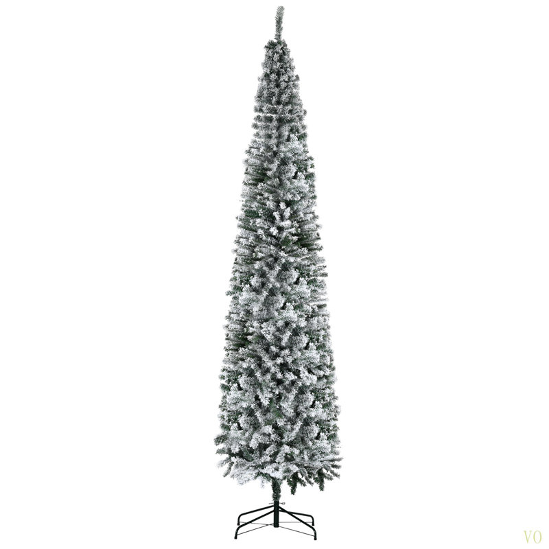 Arbre de Noël artificiel mince enneigé 7,5 pi avec branches réalistes et 738 pointes, 9'