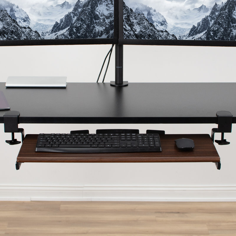 Dark Walnut and Black Adjustable Under Desk Keyboard Tray