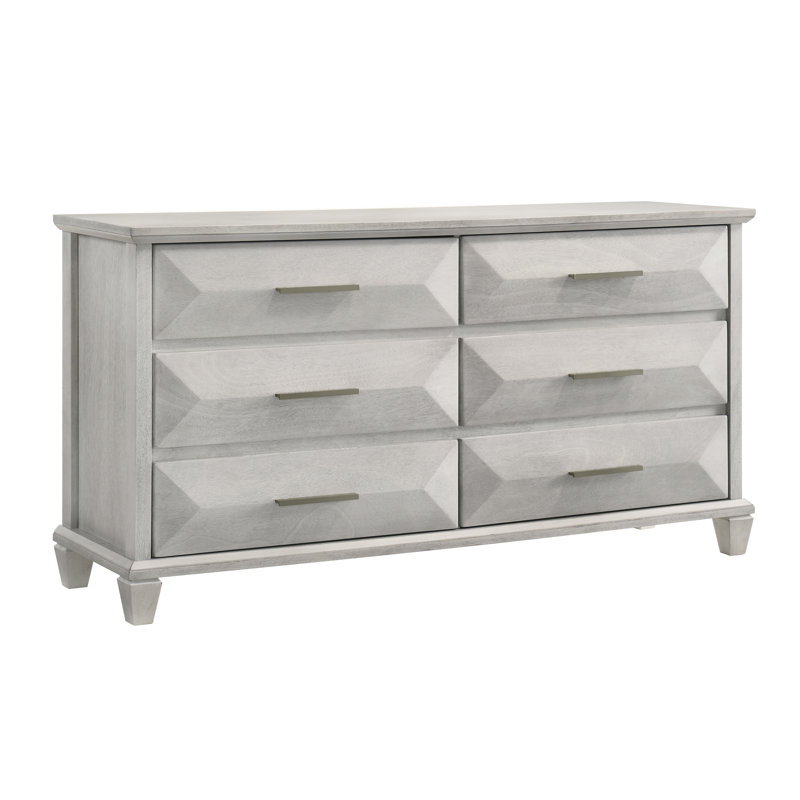 Weslyn Transitional 56" W 6 Drawer Dresser, Anti White