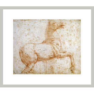 Étude de l'un des chevaux de marbre Quirinal par Raphael - Impression Giclée encadrée