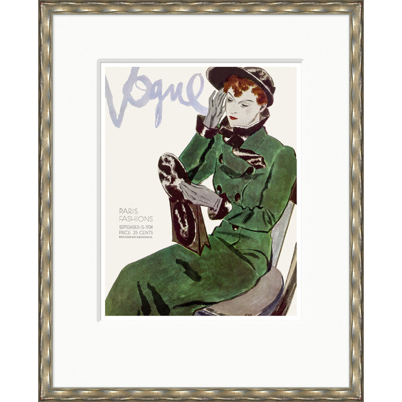 Couverture Vogue, Paris Fashion Illustration, Pierre Mourgue, 15 septembre 1934, Argent argent