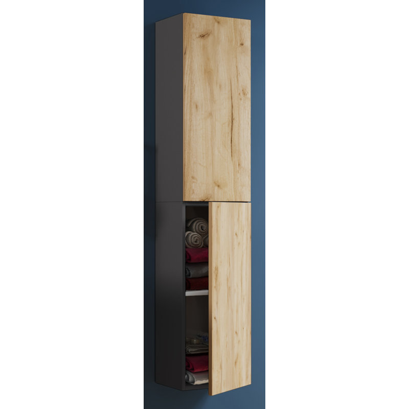 Aysheia Freestanding Bathroom Cabinet, Natural/Black