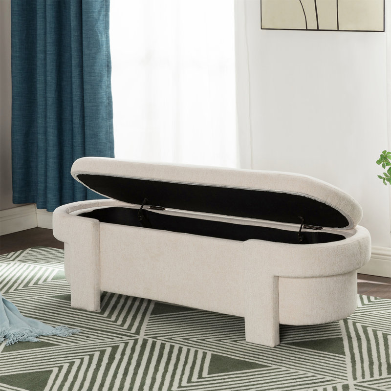 Grand banc de rangement avec repose-pieds polyvalent: spacieux, Beige