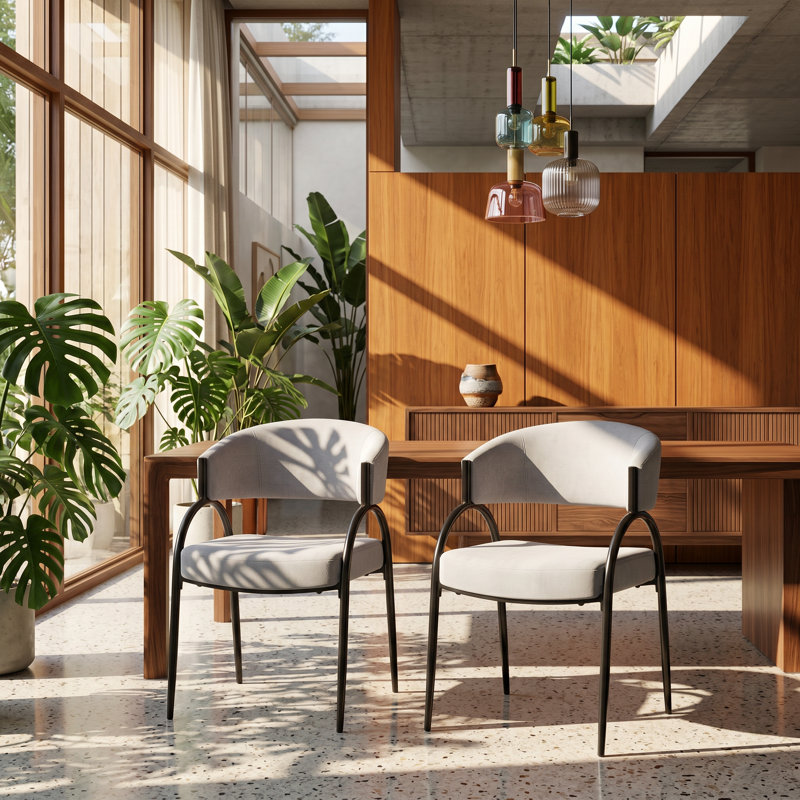 Christopher Knight Home 22.5" W x 22.75" D x 32.75" H Upholstered Fabric and Metal Dining Chairs (Set of 2)